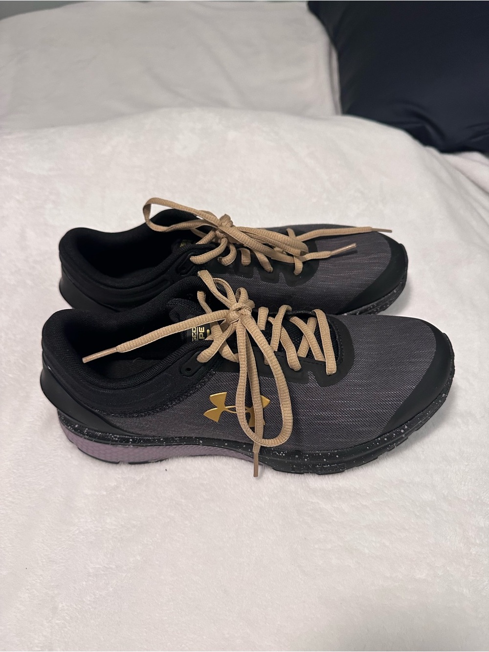 Under Armour Women's Charged  Black and Tan Athletic Sneakers